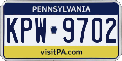 PA license plate KPW9702