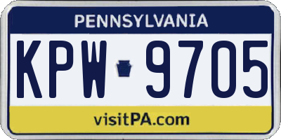 PA license plate KPW9705