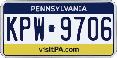 PA license plate KPW9706