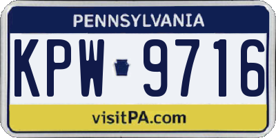 PA license plate KPW9716
