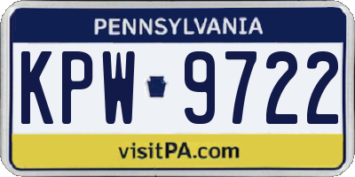 PA license plate KPW9722