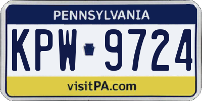 PA license plate KPW9724