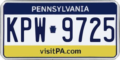 PA license plate KPW9725