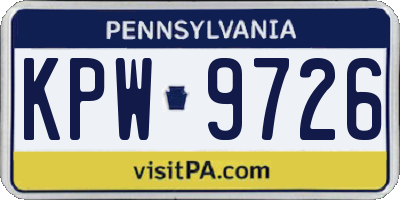 PA license plate KPW9726