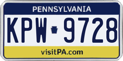 PA license plate KPW9728