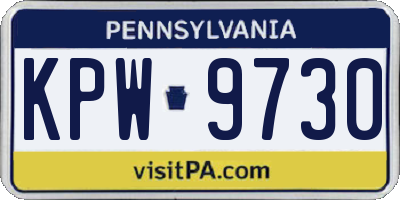 PA license plate KPW9730