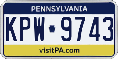 PA license plate KPW9743