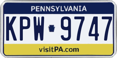 PA license plate KPW9747