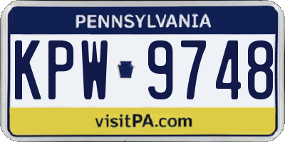 PA license plate KPW9748