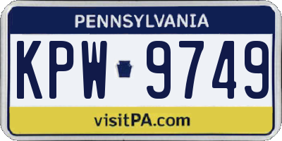 PA license plate KPW9749