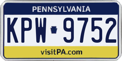 PA license plate KPW9752