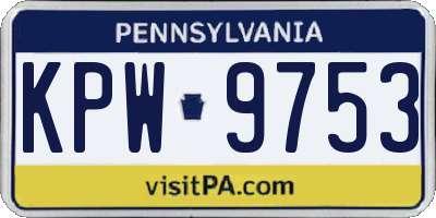 PA license plate KPW9753