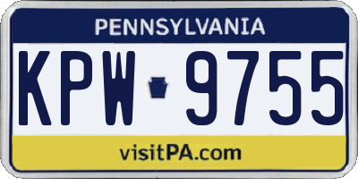 PA license plate KPW9755