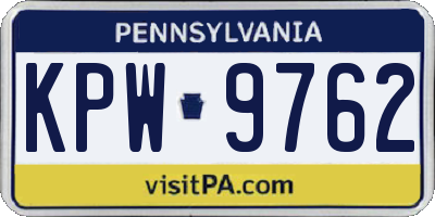 PA license plate KPW9762