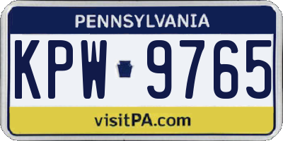 PA license plate KPW9765
