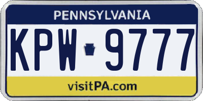 PA license plate KPW9777