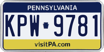 PA license plate KPW9781