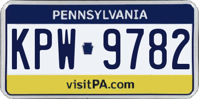 PA license plate KPW9782