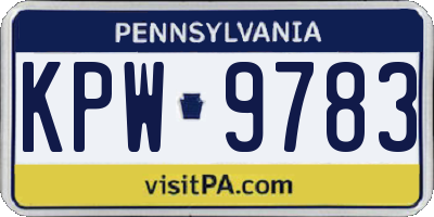 PA license plate KPW9783