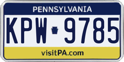 PA license plate KPW9785