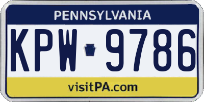 PA license plate KPW9786