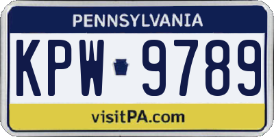 PA license plate KPW9789