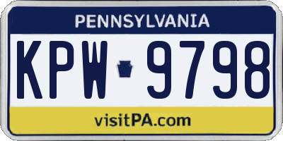 PA license plate KPW9798