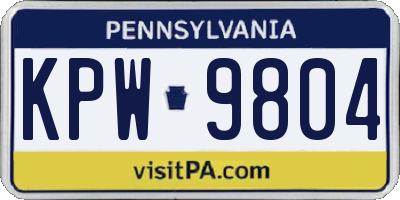 PA license plate KPW9804