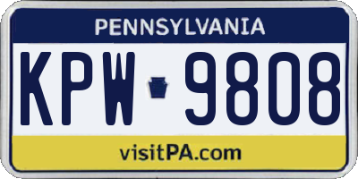 PA license plate KPW9808