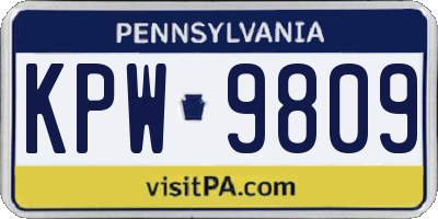 PA license plate KPW9809
