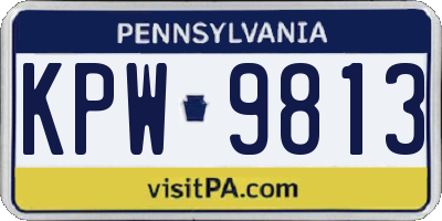 PA license plate KPW9813