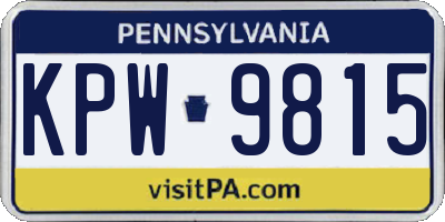PA license plate KPW9815