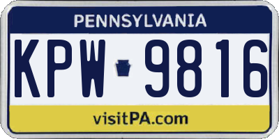 PA license plate KPW9816