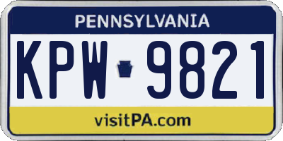 PA license plate KPW9821