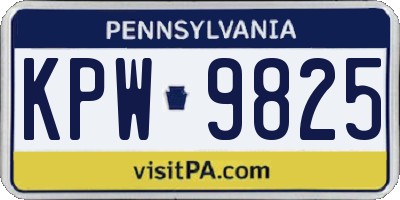 PA license plate KPW9825
