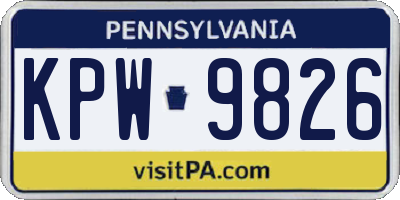 PA license plate KPW9826