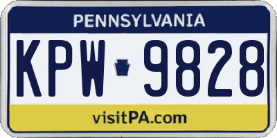 PA license plate KPW9828