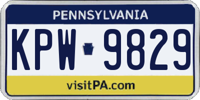 PA license plate KPW9829