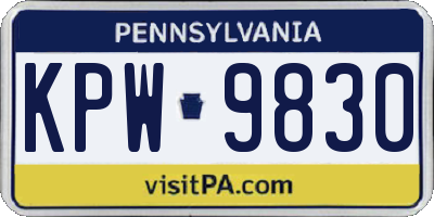 PA license plate KPW9830