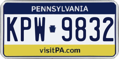 PA license plate KPW9832