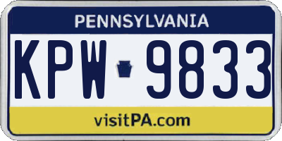 PA license plate KPW9833