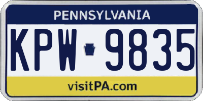 PA license plate KPW9835