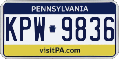 PA license plate KPW9836