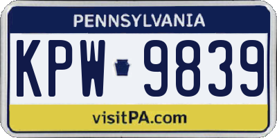PA license plate KPW9839