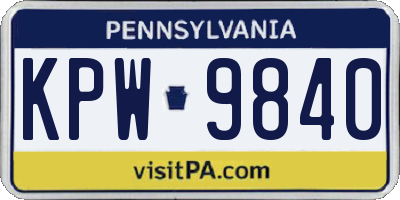 PA license plate KPW9840