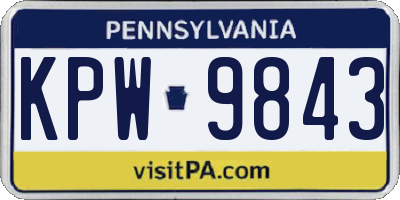 PA license plate KPW9843