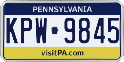 PA license plate KPW9845