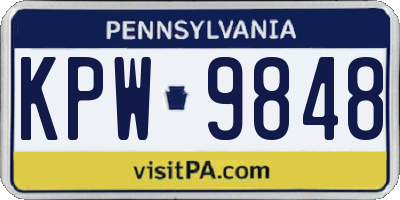PA license plate KPW9848
