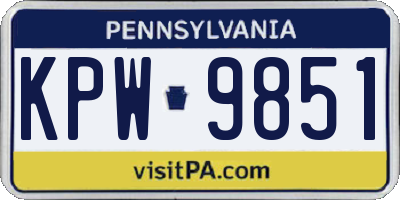 PA license plate KPW9851