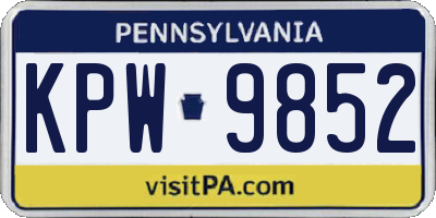 PA license plate KPW9852